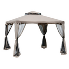Outsunny 10 ft W x 10 ft L Patio Gazebo Outdoor Pavilion 2 Tire Roof Canopy Shelter - Brown-Polyester fabric to block harmful sunlight