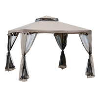 Outsunny 10 ft W x 10 ft L Patio Gazebo Outdoor Pavilion 2 Tire Roof Canopy Shelter - Brown-Polyester fabric to block harmful sunlight