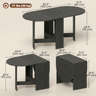 HOMCOM Oval Drop Leaf Space-Saving Folding Dining Table for 4-6 - Black-Subtle wood textured design adds natural beauty to your indoor space