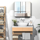 Kleankin Cabinet with Mirror, Doors and Shelf - White-Assembly required