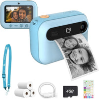 myFirst New Camera Insta 20 Kids Print Digital Camera - Blue-The myFirst Camera Insta 20 combines instant print and digital camera functions—offering immediate gratification from instant prints, memory-saving via digital mode, and preloaded fun frames, making it a perfect Christmas/birthday gift for creative kids who love photos and selfies. it also has a safe, child-friendly design with non-toxic, BPA-free materials for parents’ peace of mind