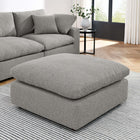 Modway Commix Down Filled Overstuffed Boucle Fabric Ottoman - Light Grey-Density Foam Seat