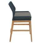 Modway Wellspring Outdoor Patio Teak and Rope Counter Stool - Blue Graphite-Non-Marking Foot Pins