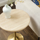 Modway Lippa 20" Round Faux Travertine Side Table - Gold Travertine-Versatile Placement