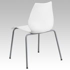 Flash Furniture HERCULES Series Stack Chair with Lumbar Support & Silver Frame - White-White Plastic Seat and Back