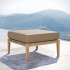Modway Clearwater Outdoor Patio Teak Wood Ottoman - Grey/Light Brown-Grade A Premium Teak Wood Base