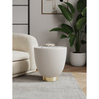 Manhattan Comfort Anderson 18.43" Modern Leatherette Upholstered End Table - Cream-Beautiful Ceramic Marble Table Top
