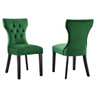 Modway Silhouette Performance Velvet Dining Chairs - Emerald - 2 Pack-Solid Wood Frame