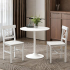 HOMCOM Farmhouse Wood Dining Chairs with Cross Back - White - Set of 2-Special cross back to help provide support