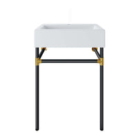 Modway Redeem 24" Wall-Mount Black Stainless Steel Bathroom Vanity - Black/White-Contemporary Bathroom Vanity