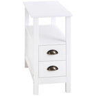 HOMCOM Slim End Table with 2 Drawers and Storage Shelf - White-Modern style highlights your home décor