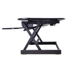 Rocelco 46" Adjustable Sit/Stand Corner Desk Riser with Dual Monitor Mount - Black -Grommet hole for cable management
