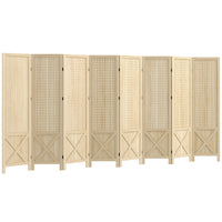 HOMCOM 8 Panel Freestanding Room Divider with Pegboard Display for Home Office - Natural Wood-Eight-panel design creates personal space or divides large rooms with ease 

