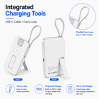 Rwan 10,000 mAh Magnetic Wireless Power Bank With Stand, USB-C Cable and Apple Watch Charger - White-Magnetic wireless charging surface helps hold a compatible phone securely in place
