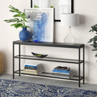 Hudson&Canal Alexis 55"W Console Table - Blackened Bronze-Hand crafted blackened bronze finish is applied to the steel frame