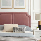 Modway Novi Performance Velvet King Bed with Wood Legs and Gold Metal Sleeves - Dusty Rose-Wood Slat Support System