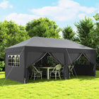 Outsunny 10' ft W x 20 ft L Pop Up Tent Outdoor Easy Folding Gazebo Party Tent - Black-Water resistant oxford cover with anti-UV coating block most harmful rays