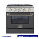 Kucht 30" KDF Series Pro Style Propane Gas Dual Fuel Range - Stainless Steel/Cement Grey-Dual bake elements deliver powerful performance: 3,000 watts (base) and 850 watts (top), with a 3,500-watt broiler for intense top heat