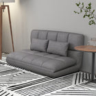 HOMCOM Foldable Adjustable Floor Lazy Sofa Sleeper with 2 Pillows - Grey-Breathable linen fabric resists pilling, wrinkles, and deformation 
