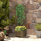 Outsunny Raised Garden Bed with Trellis for Vine Climbing - 16" x 16" x 57" - Carbonized-Two lattices on the sides to help entangle your vines
