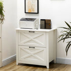 Vinsetto Vertical Filing Cabinet with Hanging Bars for A4 Size for Home Office - White-Anti-tip design to make sure it won't fall off