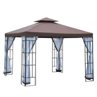 Outsunny 10 ft W x 10 ft L Garden Gazebo Outdoor Sunshade Portable with Screen - Coffee-Powder coated steel construction resists chipping, peeling, rust and corrosion