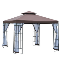Outsunny 10 ft W x 10 ft L Garden Gazebo Outdoor Sunshade Portable with Screen - Coffee-Powder coated steel construction resists chipping, peeling, rust and corrosion