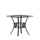 Flash Furniture Carlisle 42" Round Glass Dining Table with Black Metal Frame-Clear Tempered Glass Surface
