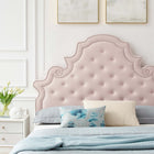 Modway Gwyneth Tufted Performance Velvet Full Platform Bed with Gold Metal Legs - Pink-Gold Metal Legs With Non-Marking Caps