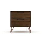 Manhattan Comfort Rockefeller 20.08" Mid-Century Modern 2-Drawer Nightstand - Brown-Mid-Century Modern Nightstand for Bedroom and Living Room Use