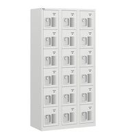 Ceha NH Series 6-Tier Commercial-grade Steel Locker with Front Vents and Recessed Handle - Bank of 3 - Light Grey-Front hole ventilations for airflow