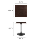 Modway Lippa 24" Square Wood Dining Table - Black Cherry Walnut-MDF Table Top