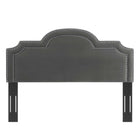 Modway Belinda Performance Velvet King/California King Headboard - Charcoal-Nailhead Border