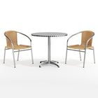 31.5'' Round Aluminum Indoor-Outdoor Table with 2 Beige Rattan Chairs (TLH-ALUM-32RD-020BGECHR2-GG)-6