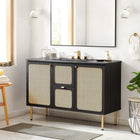 Modway Chaucer 48" Single Sink Bathroom Vanity - Black-Metal Cabinet Knobs
