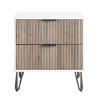 Manhattan Comfort DUMBO 20.07" Modern 2-Drawer Nightstand - White/Rustic Grey-Modern-Contemporary with a taste of Glam - Nightstand for Bedroom and Living Room Use