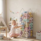 Qaba Stuffed Animal Storage Organizer - 47 x 47 x 132cm-White zoo cage design turns toy clutter into playful room decor
