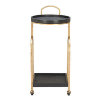Zuo Zukei Bar Cart - Black-Oak Wood round shape tabletop