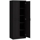HOMCOM 63" H Pantry Cabinet with Adjustable Shelves - Black-5-tier shelf provides lots of space for pots and pans, dry goods or appliances 