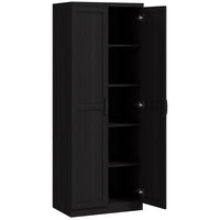 HOMCOM 63" H Pantry Cabinet with Adjustable Shelves - Black-5-tier shelf provides lots of space for pots and pans, dry goods or appliances 