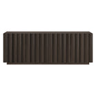 Hudson&Canal Molly Rectangular Fluted TV Stand for TV's up to 75" - Brown Oak-Features four fluted doors with 2 enclosed cabinets and 4 shelves for ample storage
