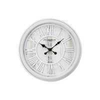Monarch Specialties Clocks 20" Round Wall Clock - Grey -This trendy 20" round wall clock in light grey with a printed rustic backdrop, looks chic and stylish in transitional home decors
