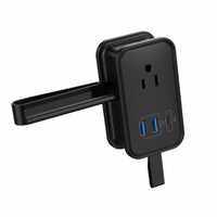 Uncaged Ergonomics Travel Charger - 4 AC - 2 USB - 1 USB-C - Black-6 in 1 Travel Power Strip with USB Ports. 