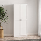 Manhattan Comfort Cornelia 29.61" Modern 4-Shelf Storage Closet - White-Sleek vertical rectangular door panels with black metal handles