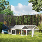 Pawhut 30" H Large Chicken Run with Nesting Box - White-Integrated two-section nesting box allows for easy egg collection 