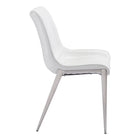 Zuo Magnus Dining Chair - White/Silver - Set of 2-Dimensions: 23.6" L x 21.3" W x 35.4" H