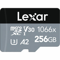 Lexar Professional 1066X MicroSDXC SILVER Series - 256GB - Black-Professional-level performance for action cameras, drones, or Android smartphones