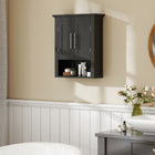 kleankin Bathroom Wall Cabinet with Shelf - Black-Adjustable shelf allows you to store larger items, without worrying if they will fit