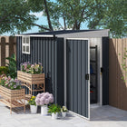 Outsunny 4' x 8' Outdoor Storage Shed-Transparent window allows sunlight entry, brightening the space

