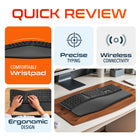 Delton KB250 Wireless Ergonomic Keyboard - Black-Compatible with Windows and macOS operating systems